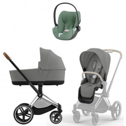 Коляска Cybex Priam IV Chrome Brown complete Cloud T Leaf Green Plus Base T 4 в 1 Mirage Grey