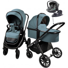 Детская коляска AmaroBaby Motus V2 4 в 1 с автокреслом Rant Miro Olive и базой бирюзовый