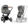 Коляска Cybex Priam IV Chrome Brown complete Aton S2 Hibiscus Red Base One 4 в 1 Mirage Grey