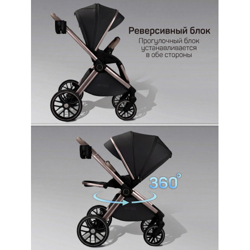 Детская коляска AmaroBaby Motus Premium Ecco Exclusive 4 в 1 с автокреслом Rant Miro Beige и базой черный