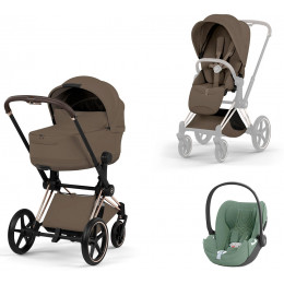 Коляска Cybex Priam V Rosegold Style Cloud T Leaf Green Plus Base T 4 в 1 Coconut Brown