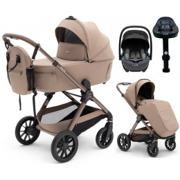Коляска Agex Prima Pro 4 в 1 с автокреслом i-Safe S Grey и базой APD221 Dune бежевый