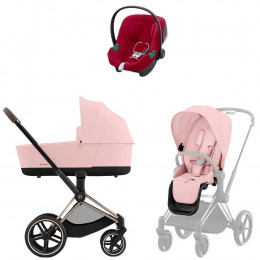 Коляска Cybex Priam IV Rosegold complete Aton B2 Dynamic Red Base One 4 в 1 Peach Pink