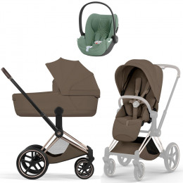 Коляска Cybex Priam V Rosegold Style Cloud T Leaf Green Plus Base T 4 в 1 Coconut Brown