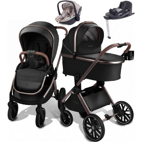 Детская коляска AmaroBaby Motus Premium Ecco Exclusive 4 в 1 с автокреслом Rant Miro Beige и базой черный