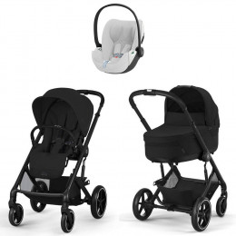Коляска Cybex Balios S Lux BLK complete Cloud T Platinum White Plus Base T 4 в 1 Moon Black с дождевиками
