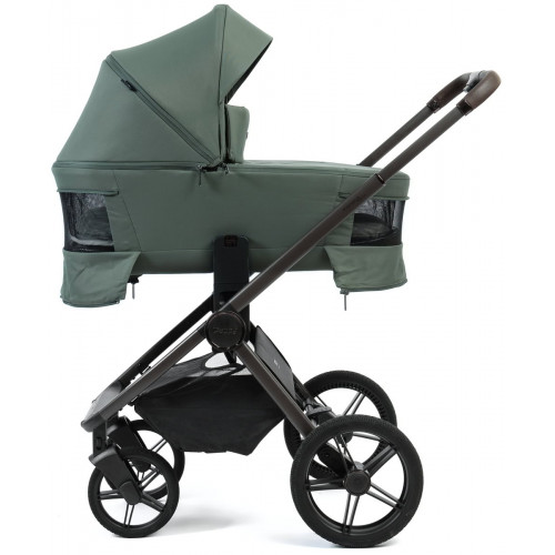 Детская коляска Peppy Monaco Thermo 4 в 1 с автокреслом Verona Black и базой Green (зеленый), рама серо-коричневая
