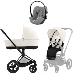 Коляска Cybex Priam IV Matt Black complete Cloud G Stone Grey Plus Base G 4 в 1 Off White