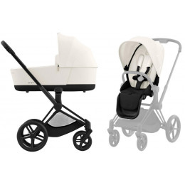 Коляска Cybex Priam IV Matt Black complete Cloud G Stone Grey Plus Base G 4 в 1 Off White