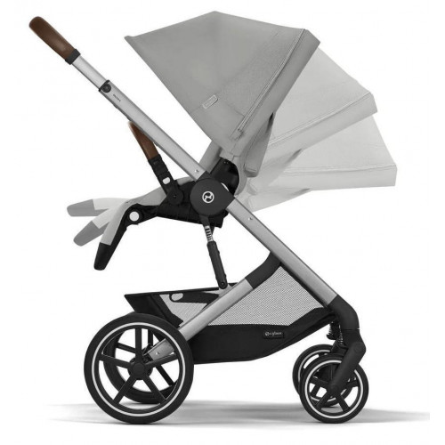 Коляска Cybex Balios S Lux SLV complete Aton B2 Volcano Black Base One 4 в 1 Stone Grey с дождевиками