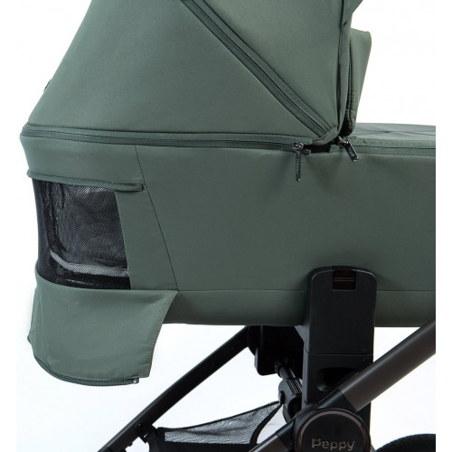 Детская коляска Peppy Monaco Thermo 4 в 1 с автокреслом Verona Black и базой Green (зеленый), рама серо-коричневая