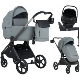 Детская коляска Pituso Teffy 4 в 1 с автокреслом Baesa Black с базой Blue Tea/Graphite