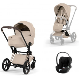 Коляска Cybex Priam V Rosegold Style Cloud T Sepia Black Base T 4 в 1 Cozy Beige