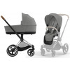 Коляска Cybex Priam IV Chrome Brown complete Aton B2 Steel Grey Base One 4 в 1 Mirage Grey