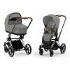 Коляска Cybex Priam IV Chrome Brown complete Aton B2 Steel Grey Base One 4 в 1 Mirage Grey