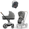 Коляска Cybex Priam IV Chrome Brown complete Aton B2 Steel Grey Base One 4 в 1 Mirage Grey