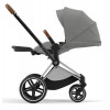 Коляска Cybex Priam IV Chrome Brown complete Aton B2 Steel Grey Base One 4 в 1 Mirage Grey