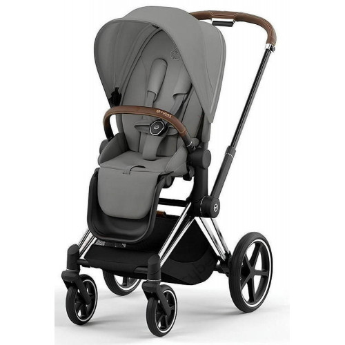 Коляска Cybex Priam IV Chrome Brown complete Aton B2 Steel Grey Base One 4 в 1 Mirage Grey