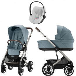 Коляска Cybex Talos S Lux TPE complete Cloud T Platinum White Plus Base T 4 в 1 Stormy Blue с дождевиками
