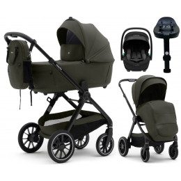 Коляска Agex Prima Pro 4 в 1 с автокреслом i-Safe S Black и базой APF664 Green (Зеленый)