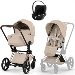 Коляска Cybex Priam V Rosegold Style Cloud T Sepia Black Base T 4 в 1 Cozy Beige