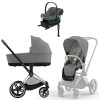 Коляска Cybex Priam IV Chrome Brown complete Aton B2 Steel Grey Base One 4 в 1 Mirage Grey