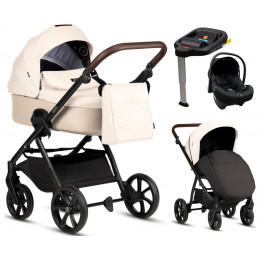Детская коляска Tutis Leo 3 Plus 4 в 1 с автокреслом Elo Lux EduSky Black и базой 1582228 Caramel