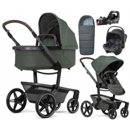 Детская коляска 4 в 1 Joolz Day 5 и автокресло Baby-Safe Core Midnight Grey и база Vario Base 5Z без адаптеров + конверт в подарок Forest green