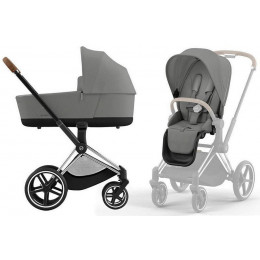 Коляска Cybex Priam IV Chrome Brown complete Cloud G Ocean Blue Plus Base G 4 в 1 Mirage Grey