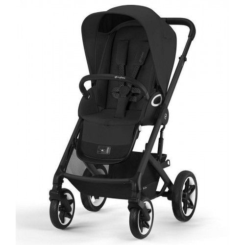 Коляска Cybex Talos S Lux BLK complete Aton B2 Bay Blue Base One 4 в 1 Moon Black с дождевиками