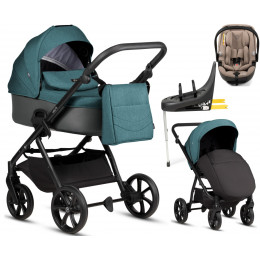 Детская коляска Tutis Leo 3 Plus 4 в 1 с автокреслом Beno Beige и базой 1582307 Sea Blue