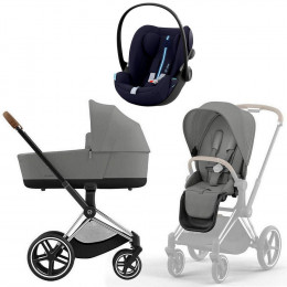 Коляска Cybex Priam IV Chrome Brown complete Cloud G Ocean Blue Plus Base G 4 в 1 Mirage Grey