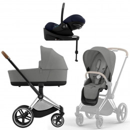 Коляска Cybex Priam IV Chrome Brown complete Cloud G Ocean Blue Plus Base G 4 в 1 Mirage Grey