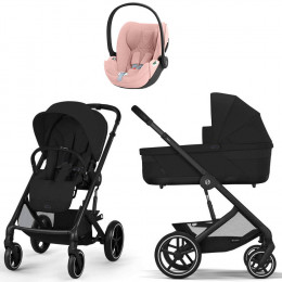 Коляска Cybex Balios S Lux BLK complete Cloud T Peach Pink Plus Base T 4 в 1 Moon Black с дождевиками