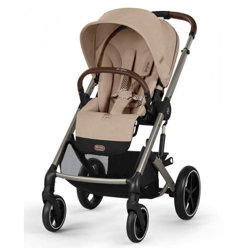 Коляска Cybex Balios S Lux TPE complete Aton B2 Bay Blue Base One 4 в 1 Almond Beige с дождевиками