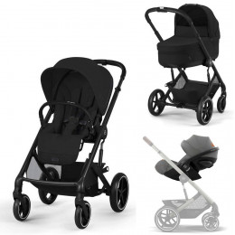 Коляска Cybex Balios S Lux BLK complete Cloud G Lava Grey Plus Base G 4 в 1 Moon Black с дождевиками