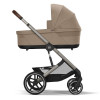 Коляска Cybex Balios S Lux TPE complete Aton B2 Bay Blue Base One 4 в 1 Almond Beige с дождевиками