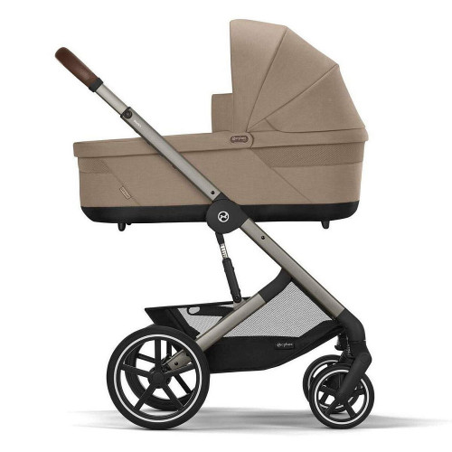 Коляска Cybex Balios S Lux TPE complete Aton B2 Bay Blue Base One 4 в 1 Almond Beige с дождевиками