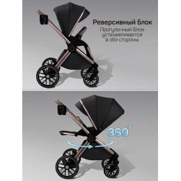 Детская коляска AmaroBaby Motus Premium Ecco Exclusive 4 в 1 с автокреслом Rant Miro Olive и базой черный