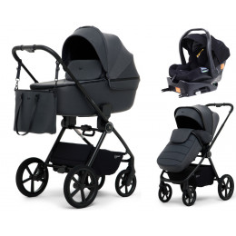 Детская коляска Rant Teo Soft 4 в 1 с автокреслом Carry Pro Black и базой Graphite