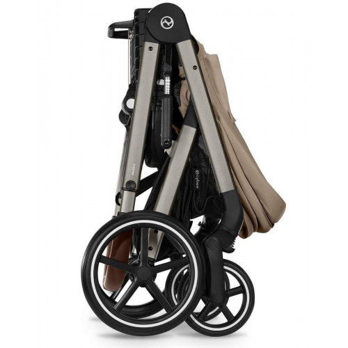 Коляска Cybex Balios S Lux TPE complete Aton B2 Bay Blue Base One 4 в 1 Almond Beige с дождевиками