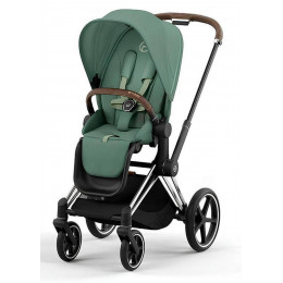 Коляска Cybex Priam IV Chrome Brown complete Aton S2 Ocean Blue Base One 4 в 1 Leaf Green