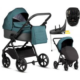 Детская коляска Tutis Leo 3 Plus 4 в 1 с автокреслом Beno Black и базой 1582307 Sea Blue