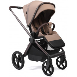 Детская коляска Peppy Soho 4 в 1 с автокреслом Welldon Crown 2 Beige и базой Sand (песочный) рама шоколад