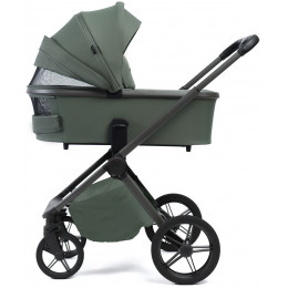 Детская коляска Peppy Monaco Plus 4 в 1 с автокреслом Welldon Crown 2 и базой Oliva Green (зеленый), рама серая