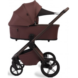 Детская коляска Peppy Monaco Plus 4 в 1 с автокреслом Verona Black и базой Burgundy (винный), рама коричневая
