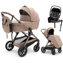 Коляска Agex Prima Pro 4 в 1 с автокреслом i-Safe Black и базой APD221 Dune бежевый