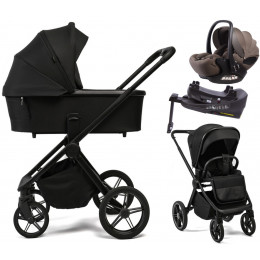 Детская коляска Peppy Monaco Plus 4 в 1 с автокреслом Verona Brown и базой Black (черный), рама черная