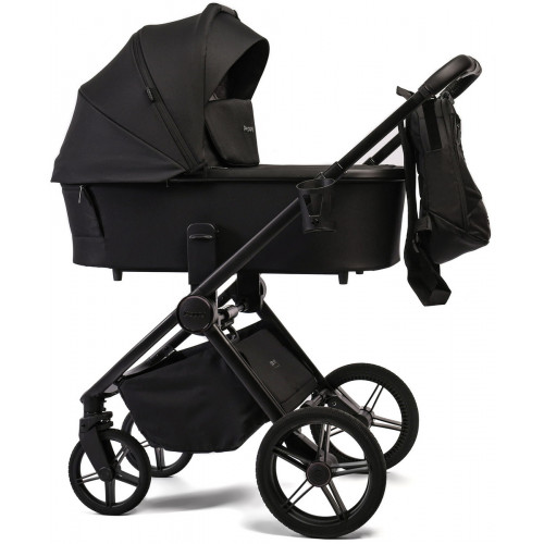 Детская коляска Peppy Monaco Plus 4 в 1 с автокреслом First Black и базой Black (черный), рама черная