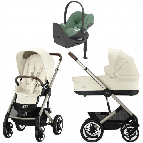 Коляска Cybex Talos S Lux TPE complete Cloud T Leaf Green Plus Base T 4 в 1 Seashell Beige с дождевиками